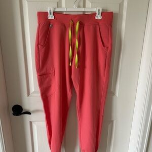 Figs Coral Jogger Pants with Neon Drawstring